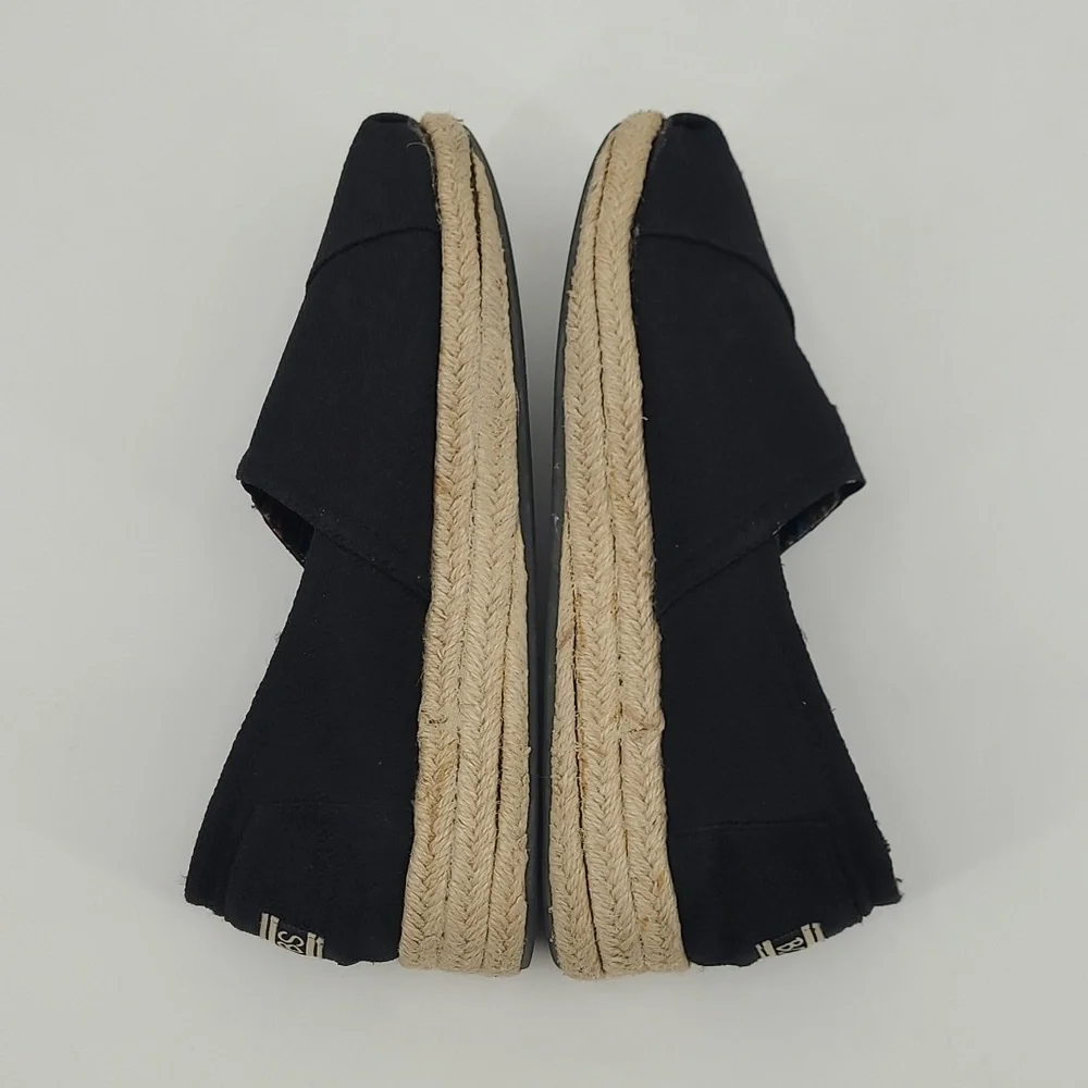 Skechers BOBS Women Black Canvas Espadrille Platform Slip On‎ Flats Memory Foam